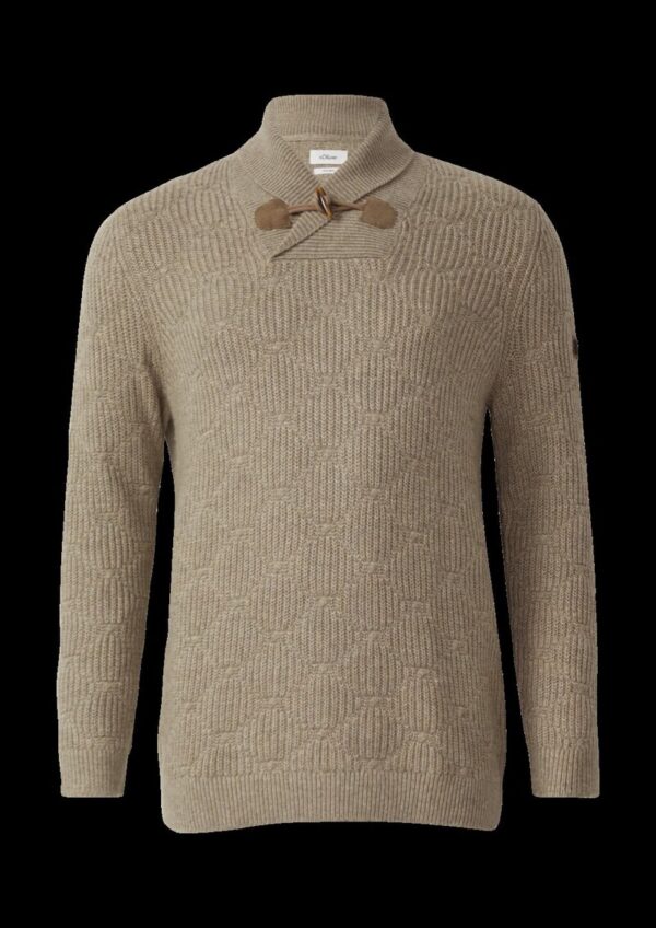 Wollmix-Pullover mit Schalkragen und Struktur
