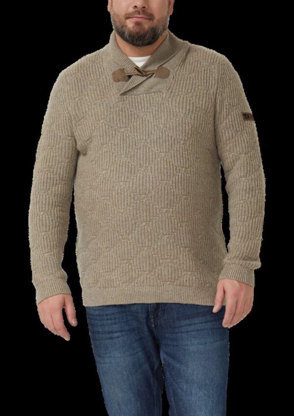 Wollmix-Pullover mit Schalkragen und Struktur