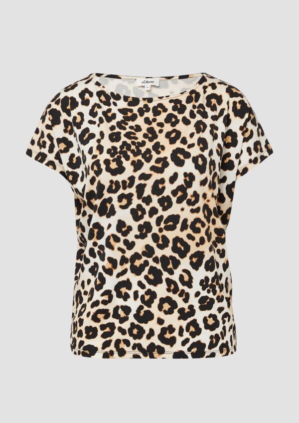 Viskosemix-T-Shirt im Relaxed Fit mit Leo-Muster