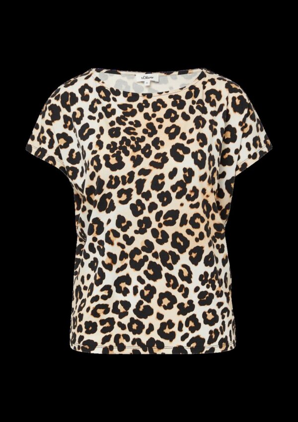 Viskosemix-T-Shirt im Relaxed Fit mit Leo-Muster