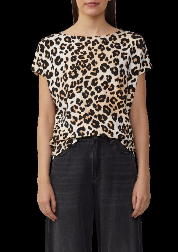 Viskosemix-T-Shirt im Relaxed Fit mit Leo-Muster