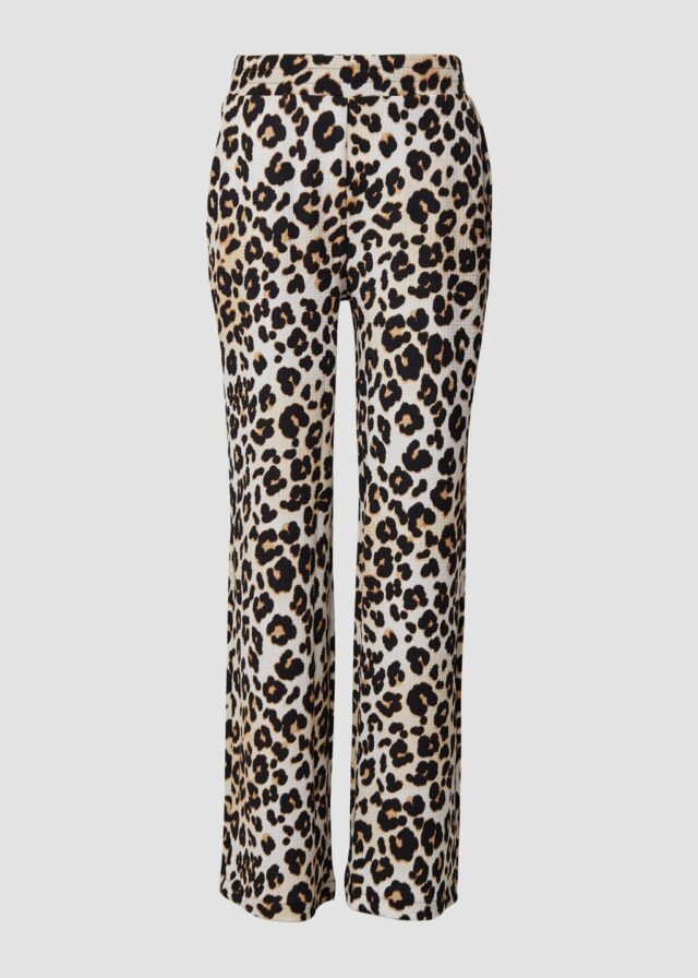 Wide-Leg Hose mit Leo-Muster
