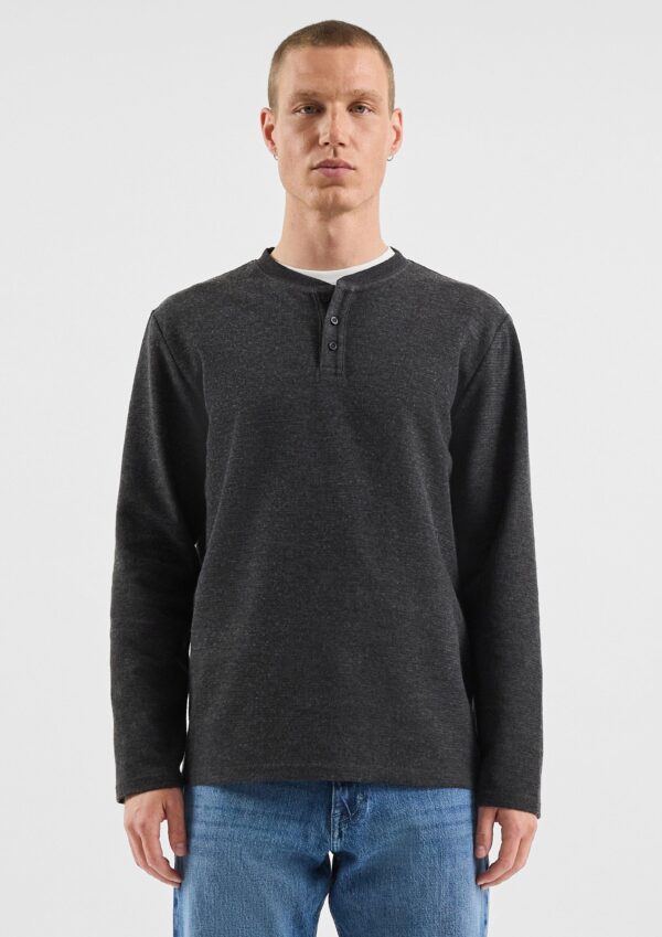 Henley-Longsleeve mit Struktur