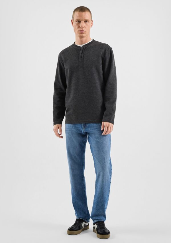 Henley-Longsleeve mit Struktur