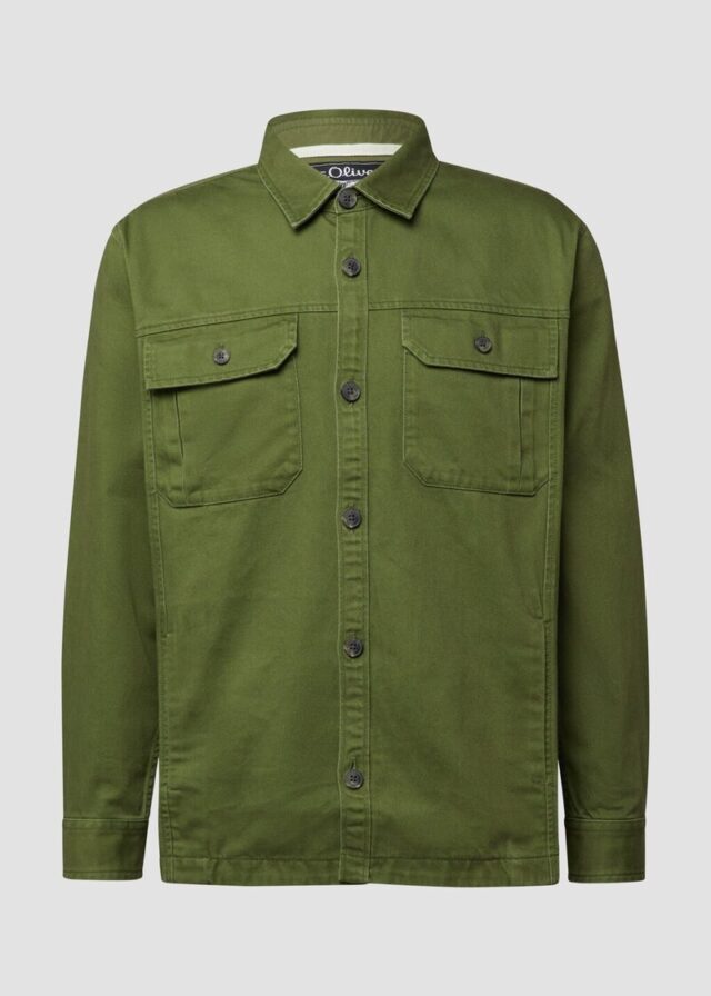 Overshirt aus Twill mit seitlichen Eingrifftaschen und Waschung