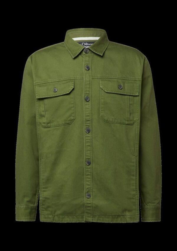 Overshirt aus Twill mit seitlichen Eingrifftaschen und Waschung