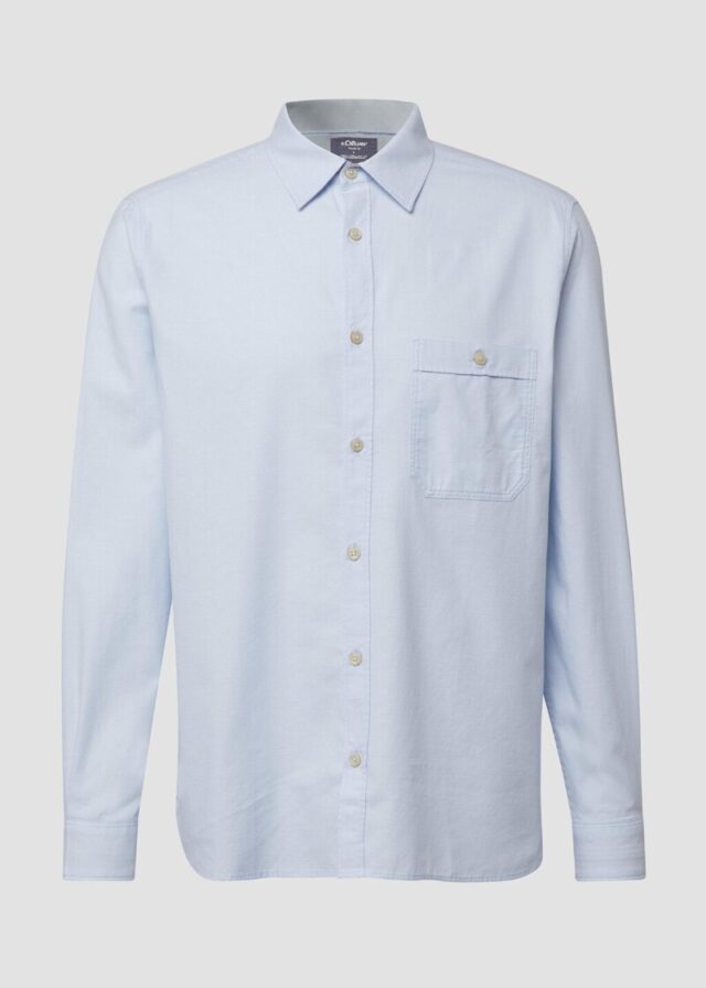 Regular Fit: Gemustertes Langarmhemd mit Kentkragen