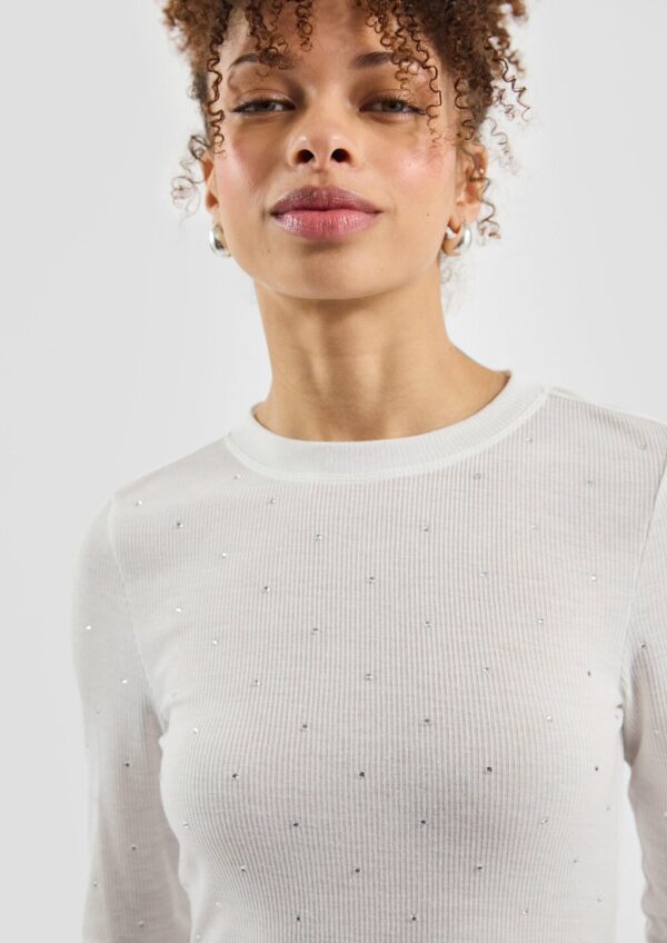 Rippshirt mit Glitzersteinen