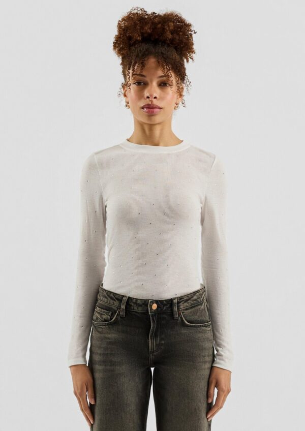 Rippshirt mit Glitzersteinen
