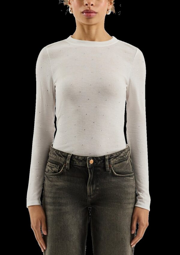 Rippshirt mit Glitzersteinen