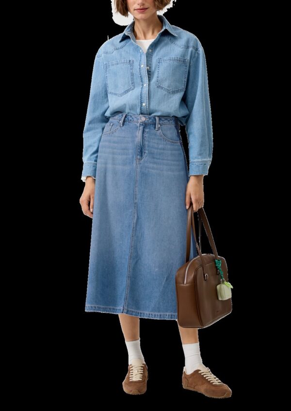 Ausgestellter Midi-Jeansrock aus Lyocellmix mit hohem Bund