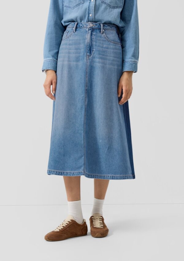 Ausgestellter Midi-Jeansrock aus Lyocellmix mit hohem Bund