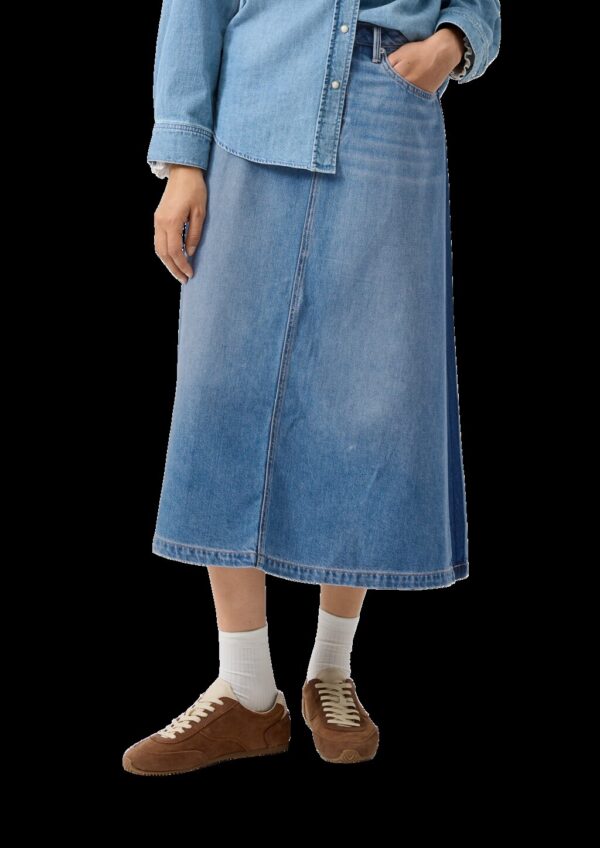 Ausgestellter Midi-Jeansrock aus Lyocellmix mit hohem Bund