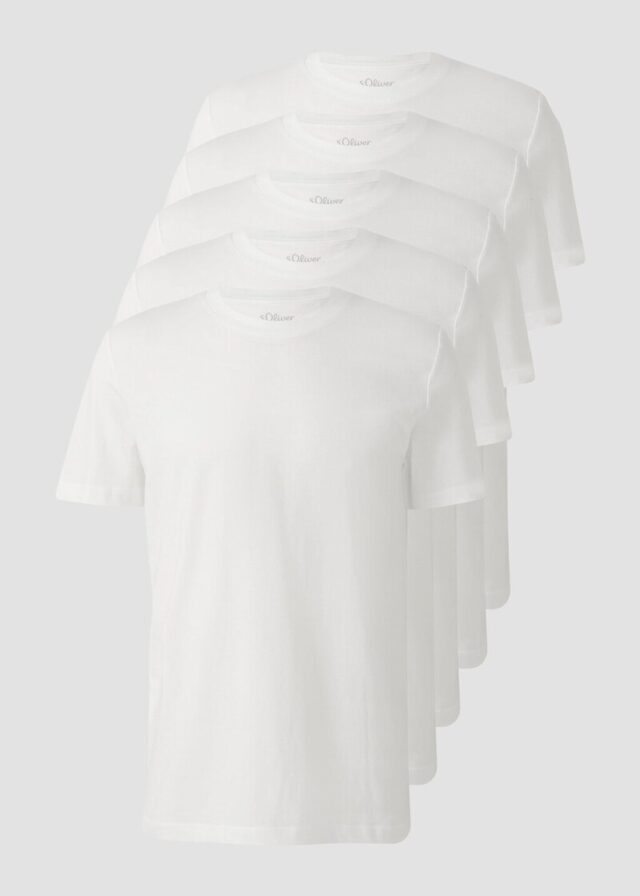 Weiches Kurzarm-T-Shirt aus Baumwoll-Jersey im 5er-Pack