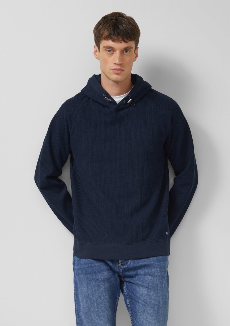 Strukturiertes Kapuzen-Sweatshirt mit Raglanärmeln