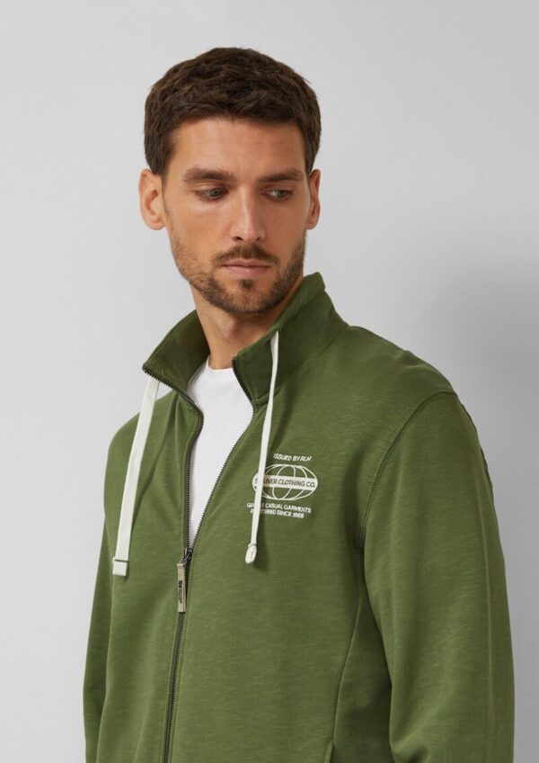 Sweatshirt-Jacke mit Flammgarnstruktur und Artwork