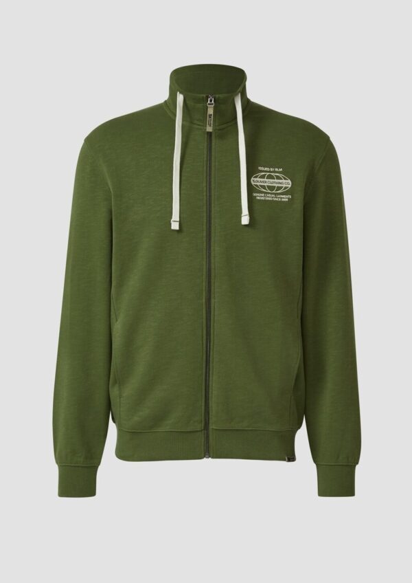 Sweatshirt-Jacke mit Flammgarnstruktur und Artwork