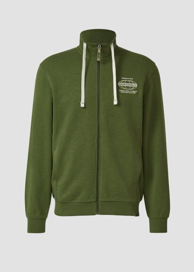 Sweatshirt-Jacke mit Flammgarnstruktur und Artwork