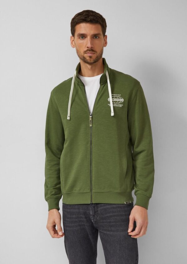 Sweatshirt-Jacke mit Flammgarnstruktur und Artwork