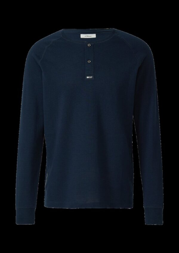 Strukturiertes Langarmshirt mit Henley-Ausschnitt