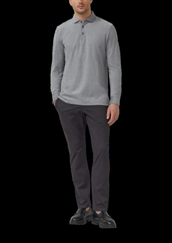 Langarm-Poloshirt in Bicolor-Optik aus Baumwoll-Piqué