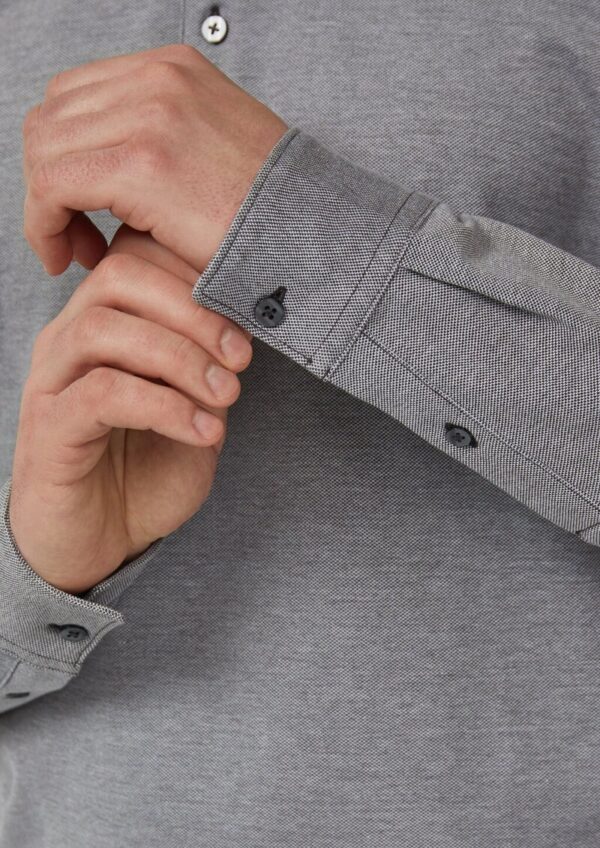 Langarm-Poloshirt in Bicolor-Optik aus Baumwoll-Piqué