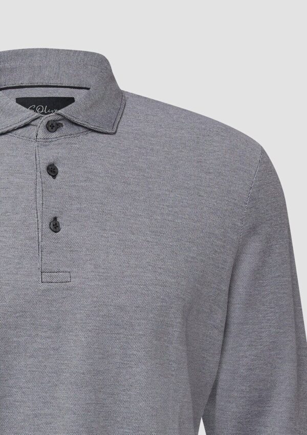 Langarm-Poloshirt in Bicolor-Optik aus Baumwoll-Piqué
