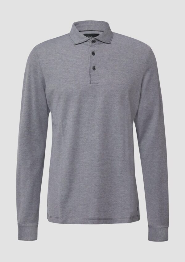 Langarm-Poloshirt in Bicolor-Optik aus Baumwoll-Piqué