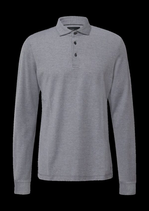 Langarm-Poloshirt in Bicolor-Optik aus Baumwoll-Piqué