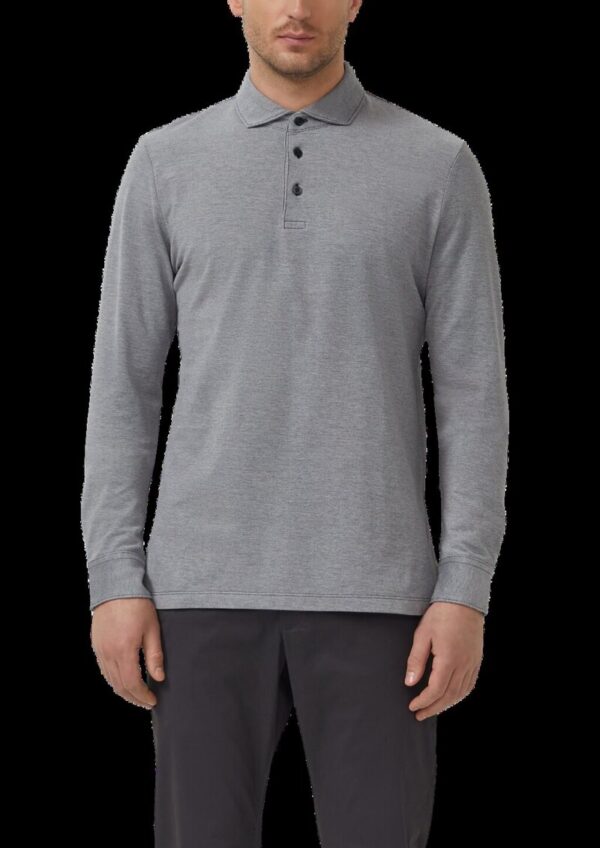 Langarm-Poloshirt in Bicolor-Optik aus Baumwoll-Piqué