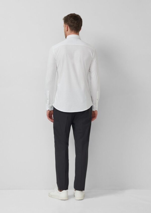 Tailored Fit: Langarmhemd aus Edeljersey mit All-over-Print