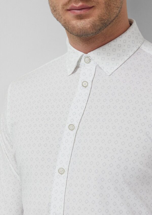 Tailored Fit: Langarmhemd aus Edeljersey mit All-over-Print