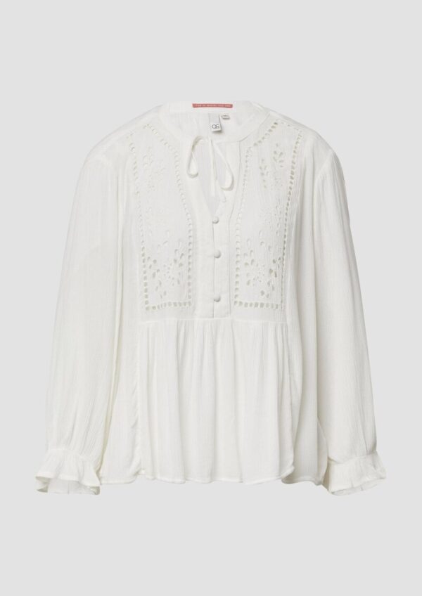 Viskosemix-Bluse mit Lochstickerei