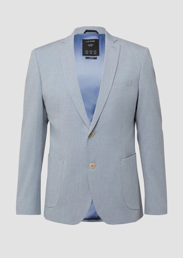 s.O PURE: Slim-Fit-Sakko aus elastischem Leinenmix