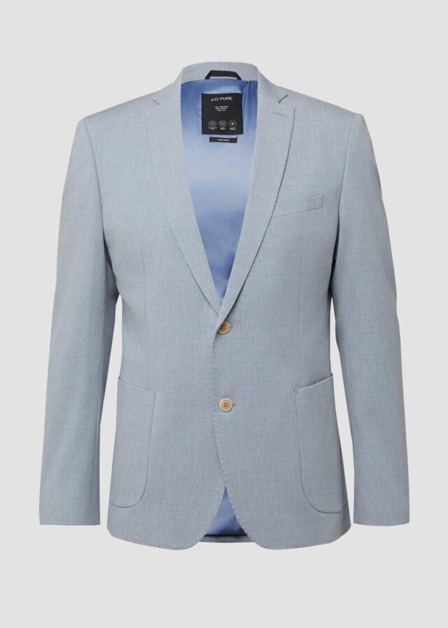 s.O PURE: Slim-Fit-Sakko aus elastischem Leinenmix