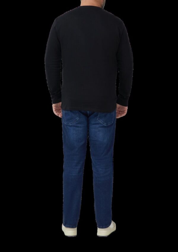 Geripptes Henley-Shirt mit Label-Patch