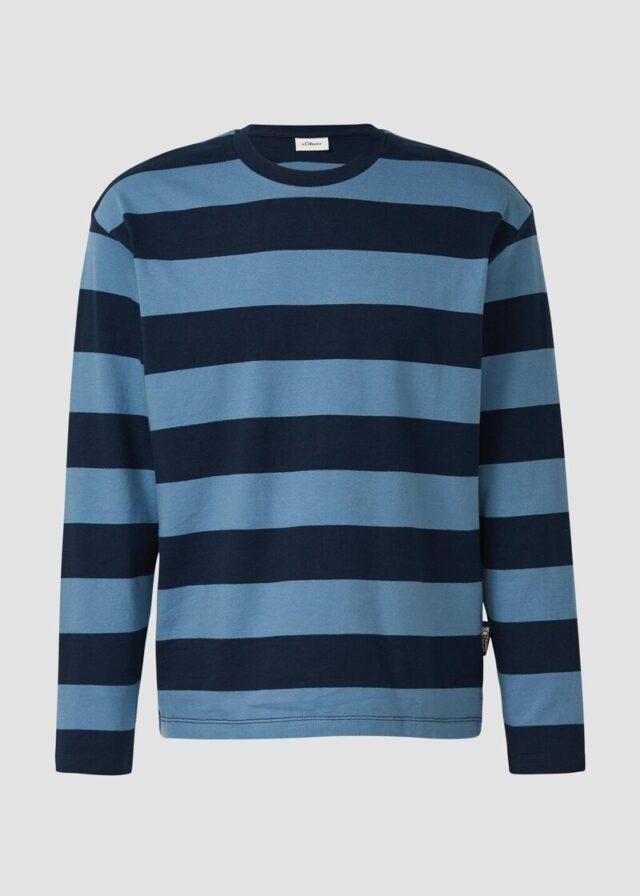 Gestreiftes Langarmshirt aus Baumwolle im Modern Fit