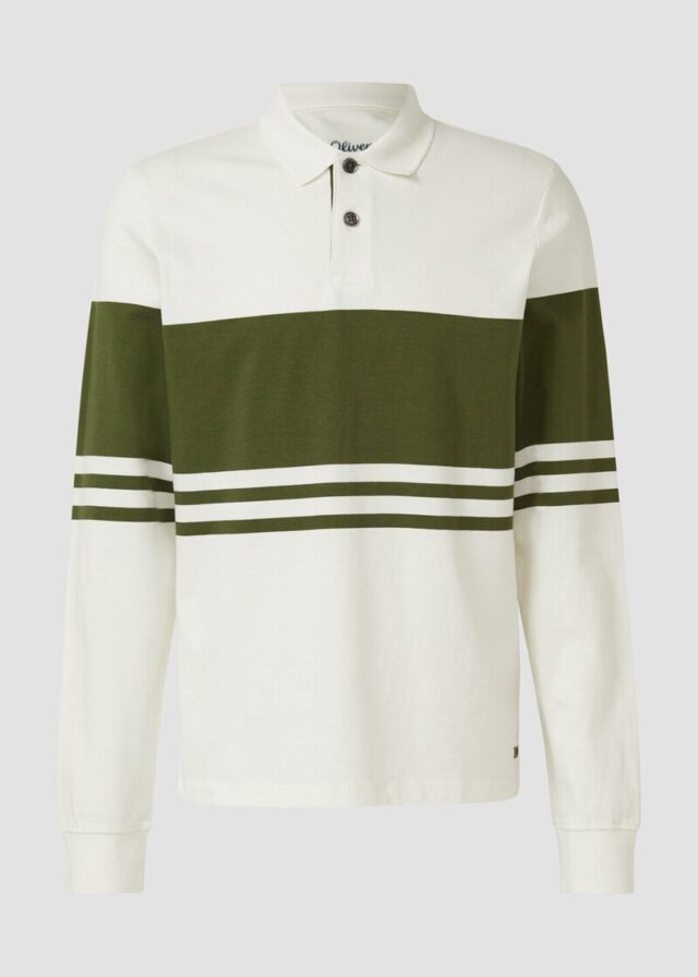 Baumwoll-Sweatshirt mit Polokragen und Knopfleiste