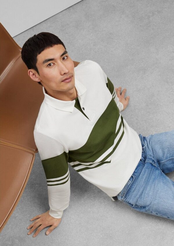 Baumwoll-Sweatshirt mit Polokragen und Knopfleiste