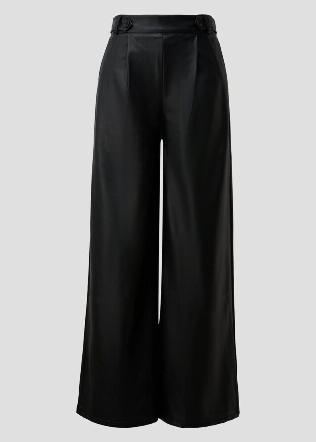 Wide-Leg-Hose in Leder-Optik
