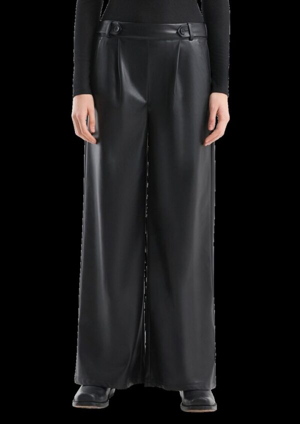 Wide-Leg-Hose in Leder-Optik