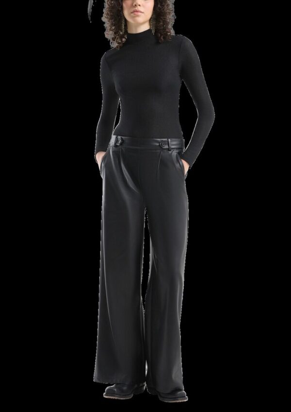 Wide-Leg-Hose in Leder-Optik