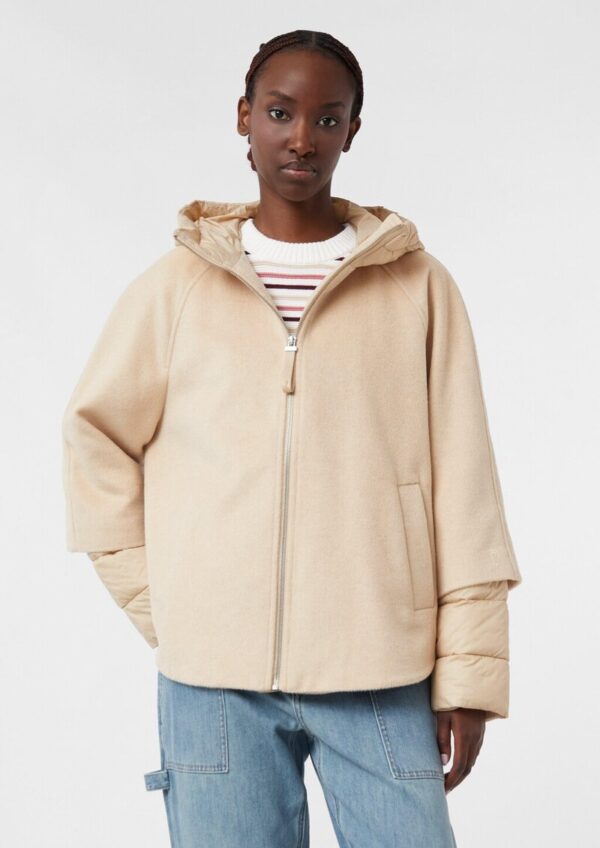 Cape-Jacke aus Wollmix mit Stepp-Details