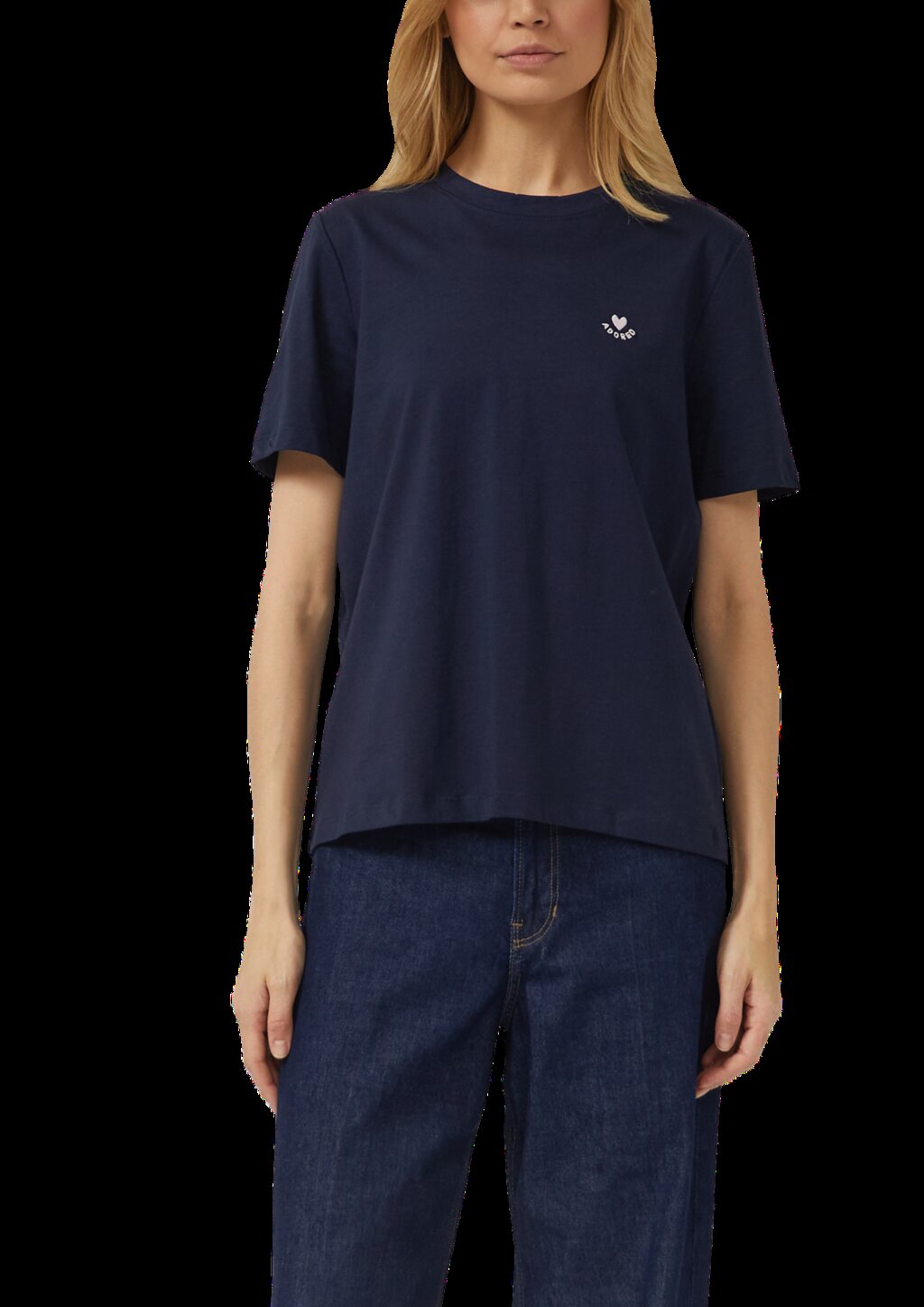 Jersey-T-Shirt im Regular Fit mit Herz-Stickerei