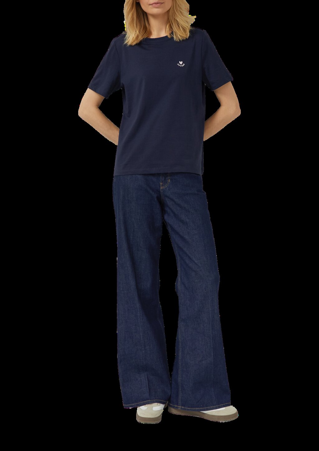 Jersey-T-Shirt im Regular Fit mit Herz-Stickerei