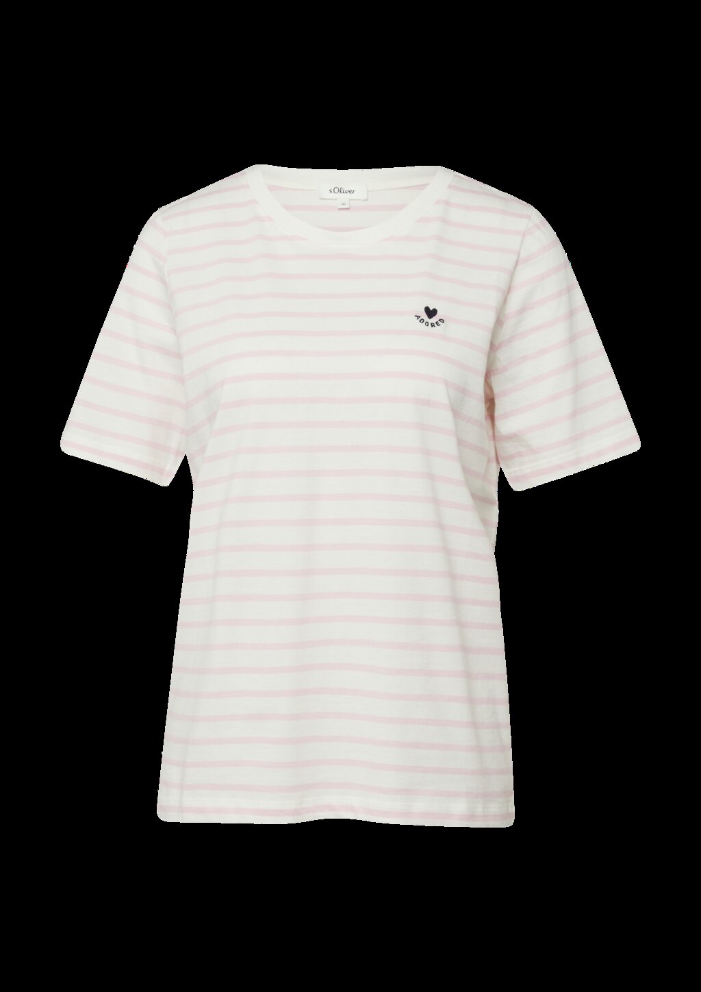 Gestreiftes Jersey-T-Shirt mit Herz-Stickerei
