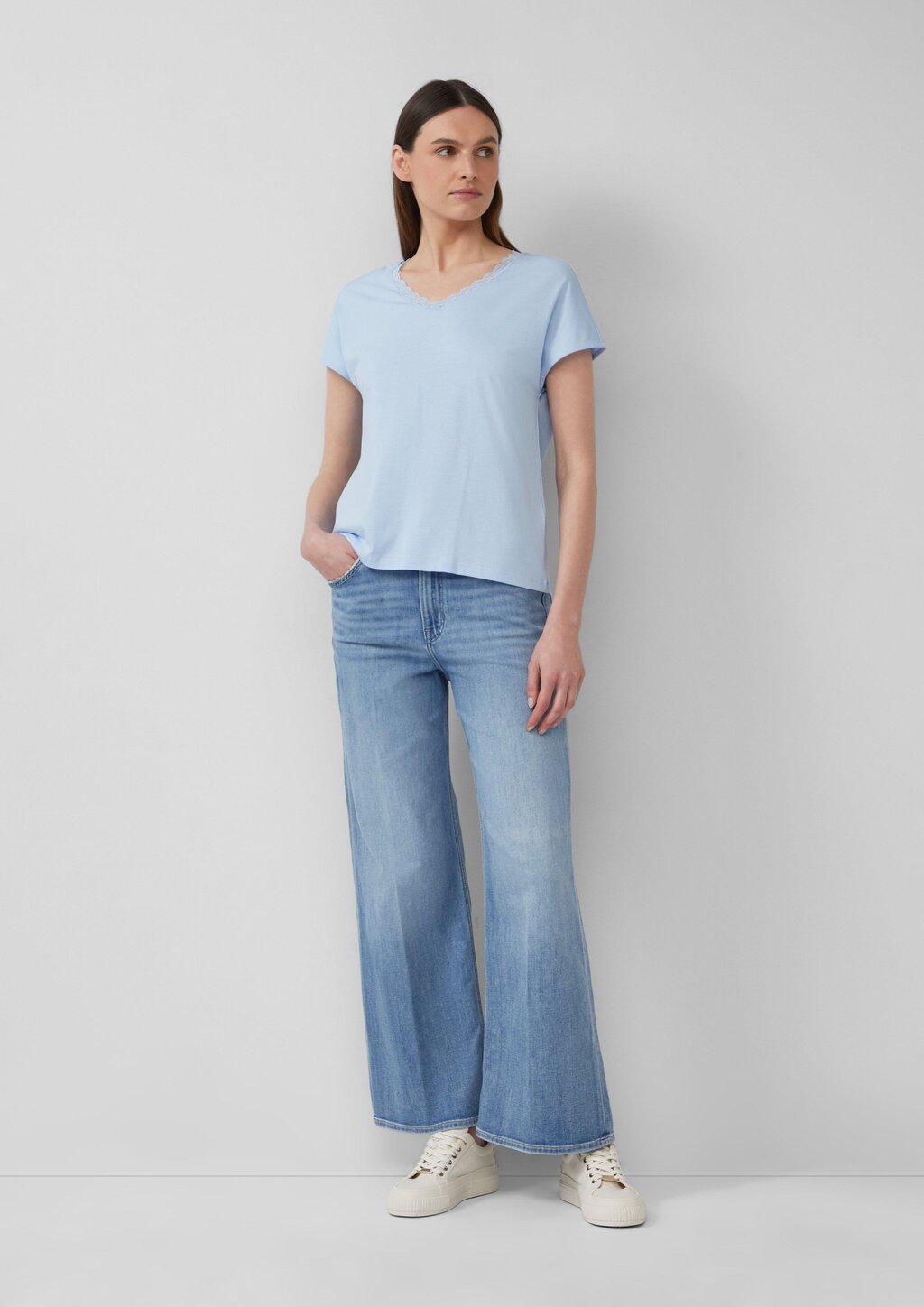 T-Shirt mit Spitze aus Modalmix