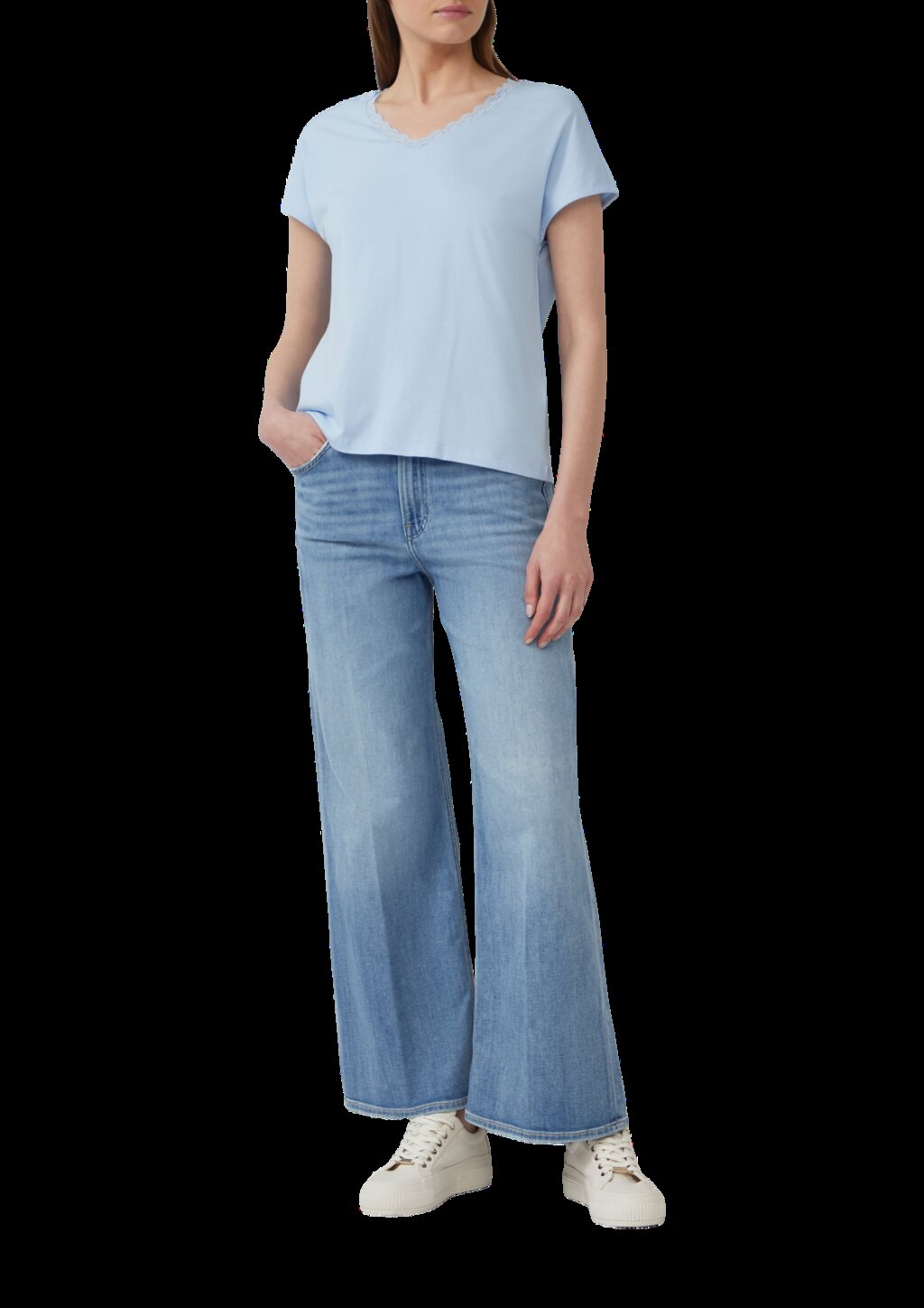 T-Shirt mit Spitze aus Modalmix