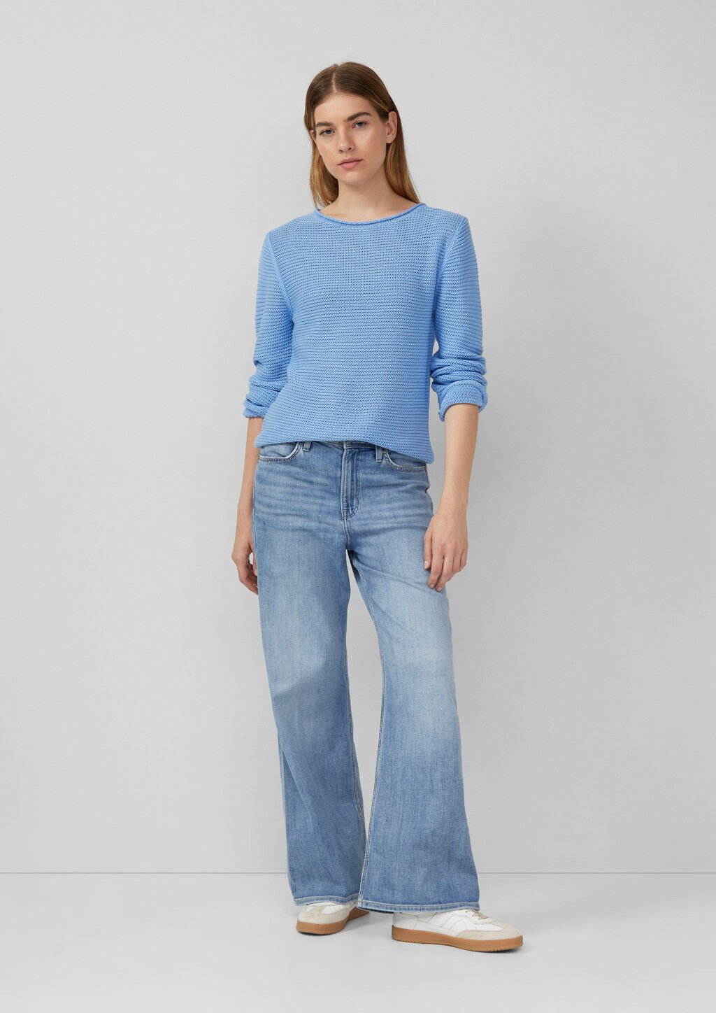 Leichter Strickpullover in Ripp-Optik