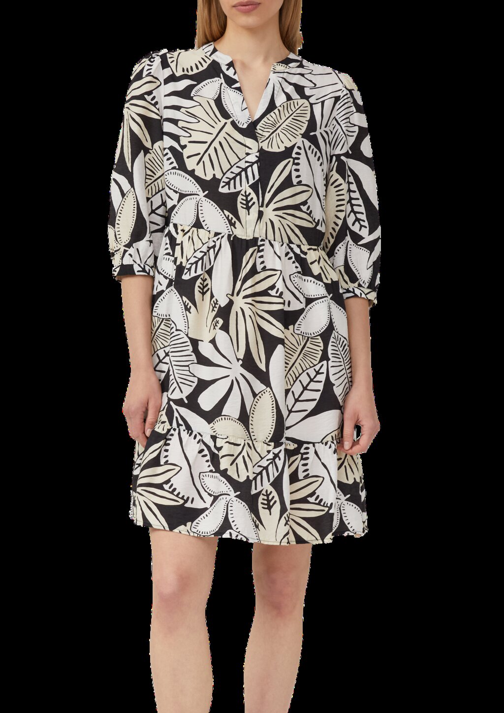 Strukturiertes Kleid aus Viskosemix mit Eingrifftaschen